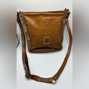 Campomaggi Italian Leather Studded Crossbody Bag Brown Distressed Handmade